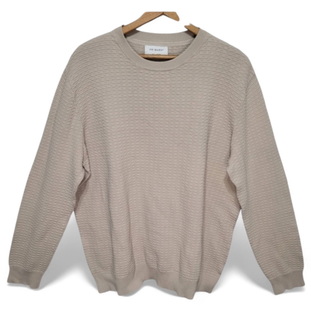 Primark Beige Textured 100% Cotton Sweater Size XXL Fisherman Neutral Gorpcore